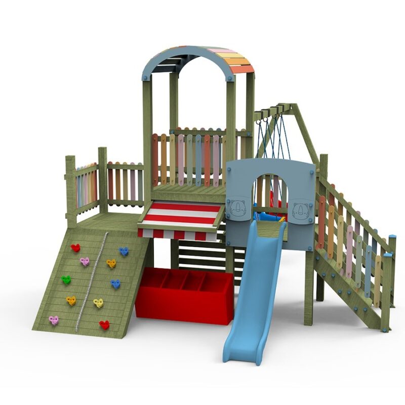 Ahşap oyun parkı tırmanmalı
