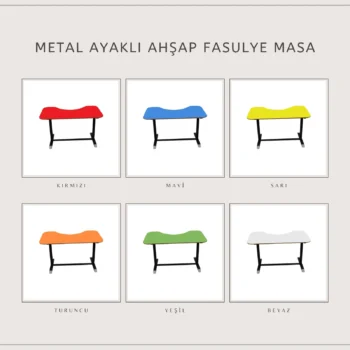 Fasulye Masa Metal Ayaklı Ahşap