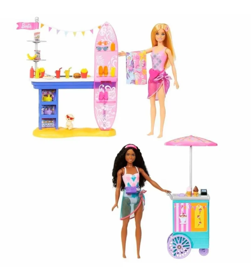 Barbie Brooklyn ve Malibu Bebekleri Oyun Seti, çocukların plaj eğlencesini ve yaratıcılıklarını keşfettikleri, içerisinde 30'dan fazla parça bulunan eğlenceli bir oyuncak setidir.