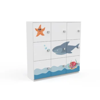 Anaokulu Dolabı Deniz Temalı 9 Kapaklı