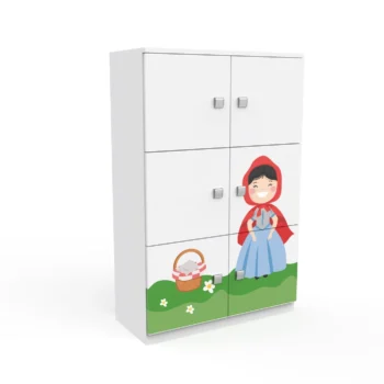 Anaokulu Dolabı 6 Kapaklı Kapak İçi Raflı