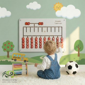 Çocuk Matematik Öğreniyorum panosunu kullanıyor – sayı butonlarını kaydırarak işlem kurma etkinliği