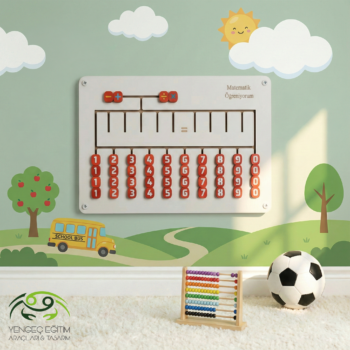 Matematik Öğreniyorum duvar aktivite oyunu ön görünüm – kaydırılabilir sayı butonları ve dört işlem sembolleri