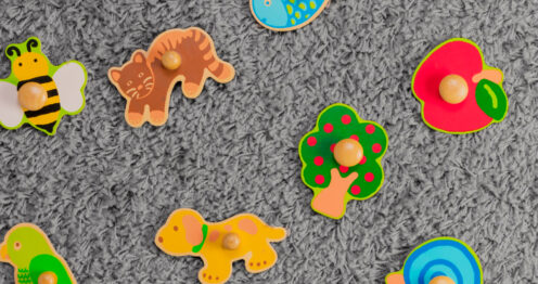 Anaokulu ilgi köşesi için ahşap tutmalı hayvan ve doğa figürlü eğitici eşleştirme parçaları