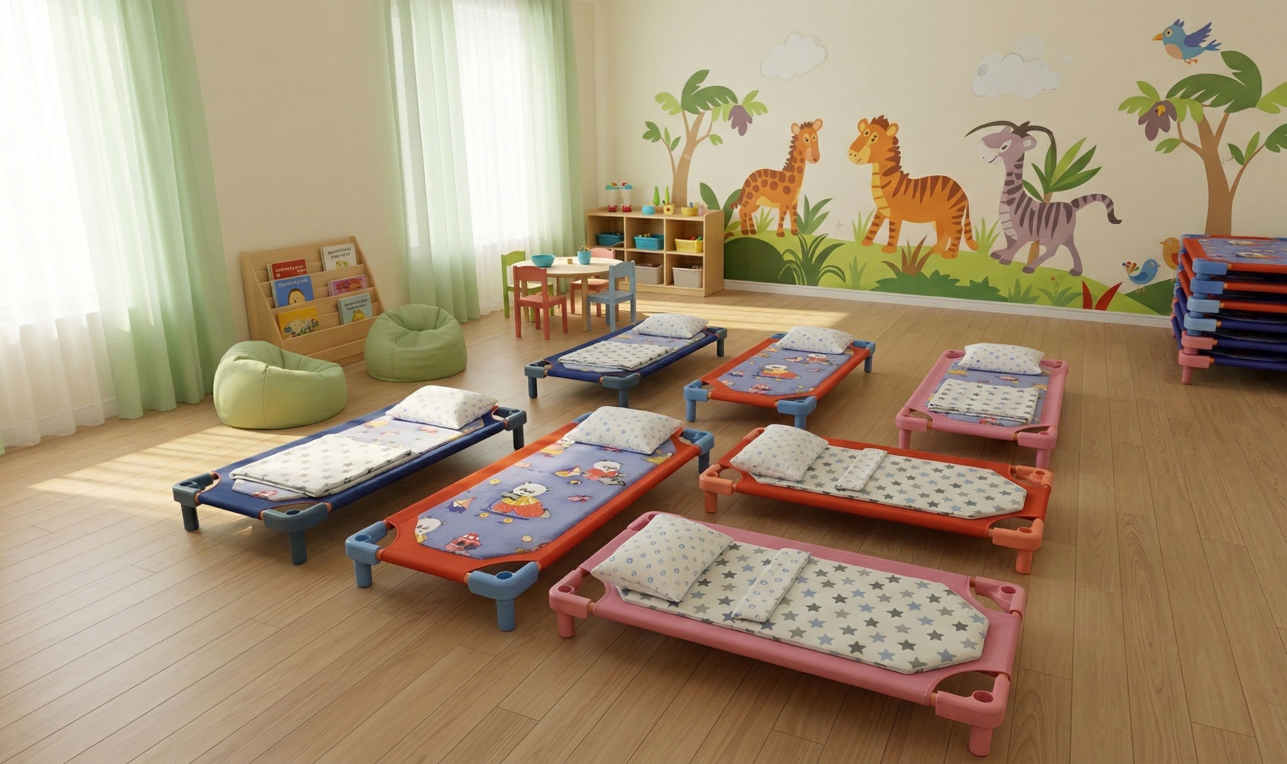 Kreş kampet süngerli 5'li set anaokulu uyku odası